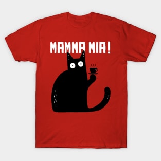 funny cat – Meowrio, the Italian cat – Mamma mia! (red variant) T-Shirt